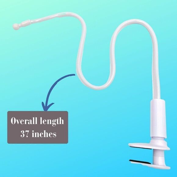 Universal Cell Phone Holder Bracket Clamp, Gooseneck Bed Table Desk Stand, White - Picture 3 of 6